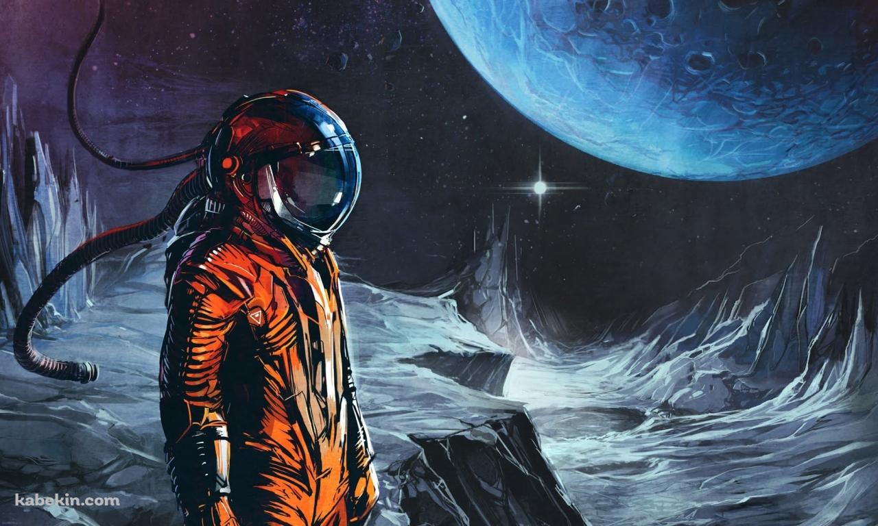 月と宇宙飛行士の壁紙(1280px x 768px) 高画質 PC・デスクトップ用