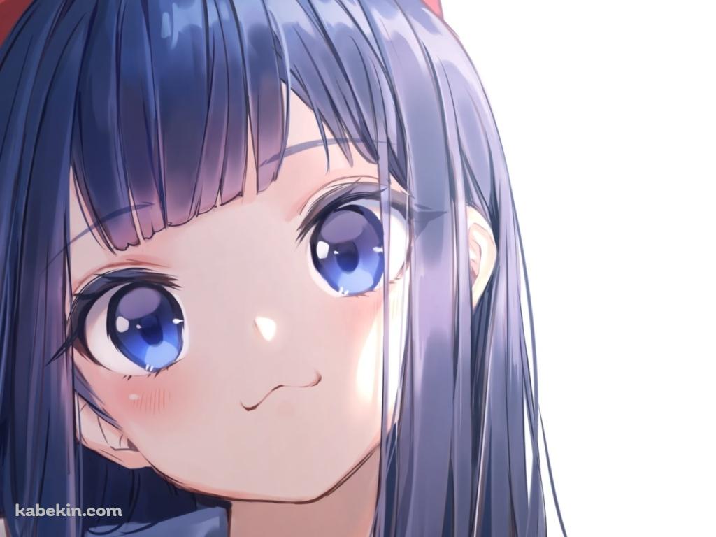 赤いリボンをつけた首をかしげる女の子の壁紙(1024px x 768px) 高画質 PC・デスクトップ用