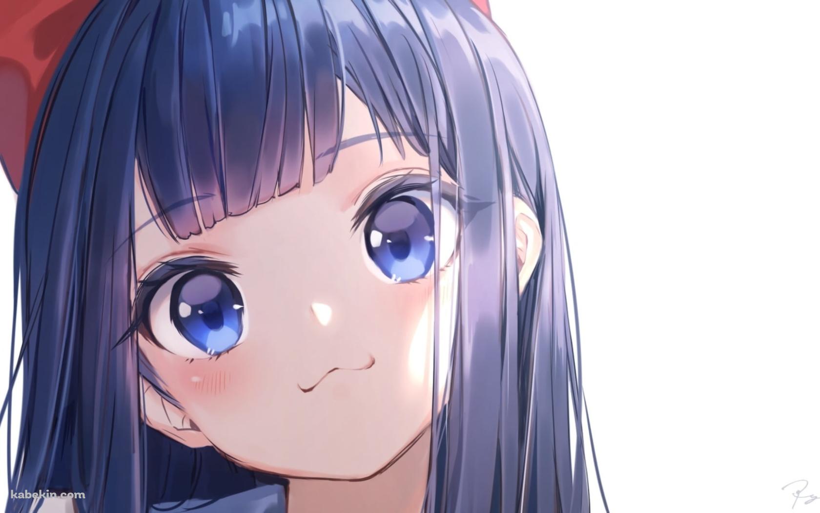 赤いリボンをつけた首をかしげる女の子の壁紙(1680px x 1050px) 高画質 PC・デスクトップ用