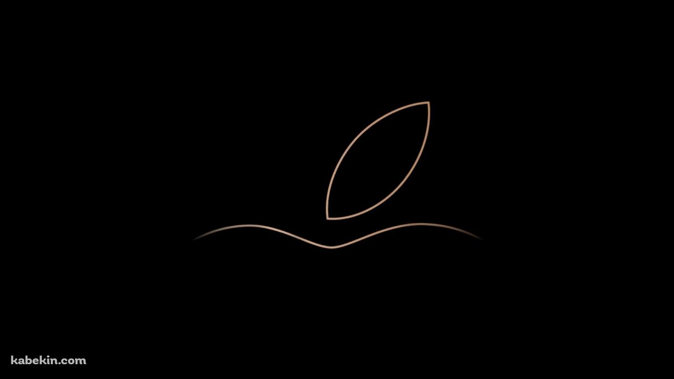 アップル 金色のロゴ ミニマルの壁紙(1366px x 768px) 高画質 PC・デスクトップ用