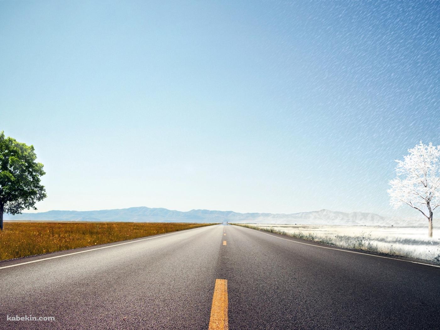道路を挟んだ夏と冬の壁紙(1400px x 1050px) 高画質 PC・デスクトップ用