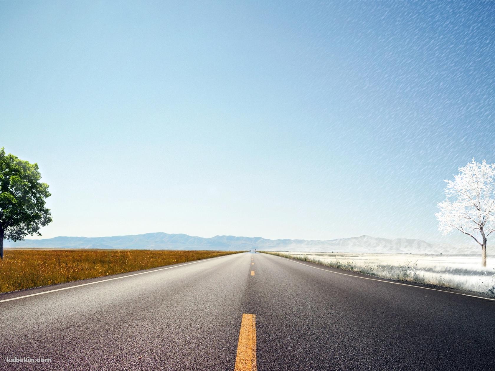 道路を挟んだ夏と冬の壁紙(1680px x 1260px) 高画質 PC・デスクトップ用
