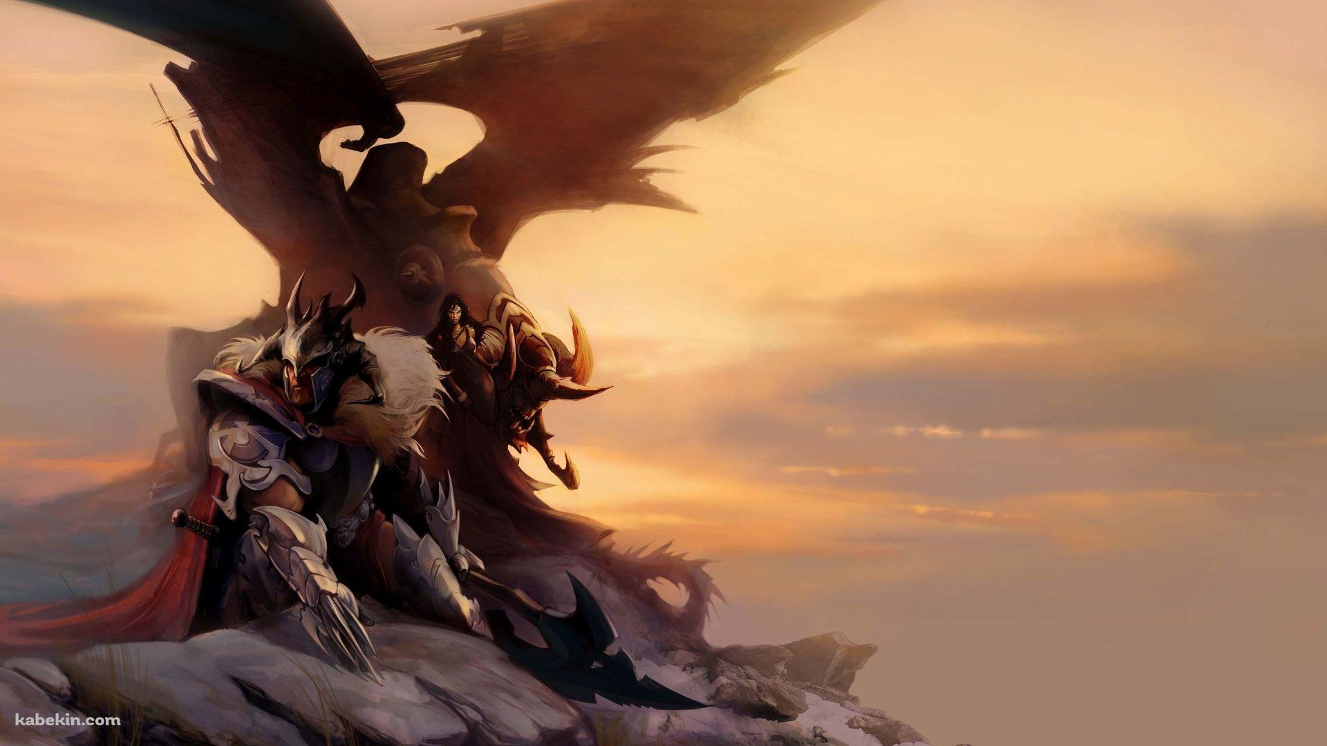 戦士とドラゴンの壁紙(1920px x 1080px) 高画質 PC・デスクトップ用