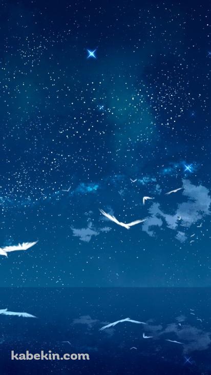 鳥舞う夜の壁紙(412px x 732px) 高画質 PC・デスクトップ用