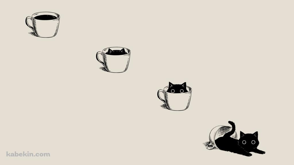 マグカップの黒猫の壁紙(1024px x 576px) 高画質 PC・デスクトップ用