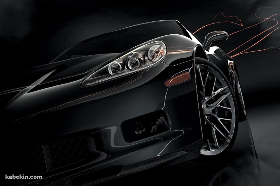 かっこいい黒い車 正面の壁紙(1152px x 768px) 高画質 PC・デスクトップ用