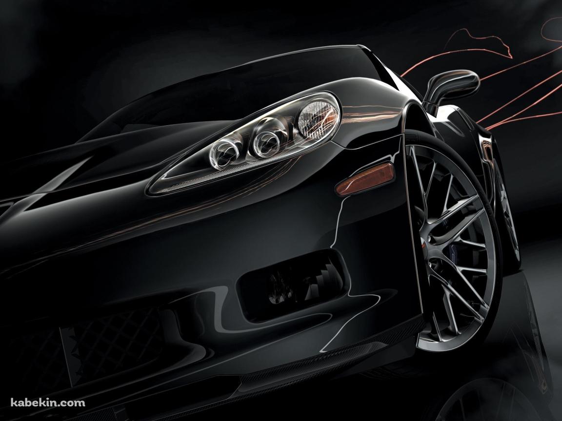 かっこいい黒い車 正面の壁紙(1152px x 864px) 高画質 PC・デスクトップ用