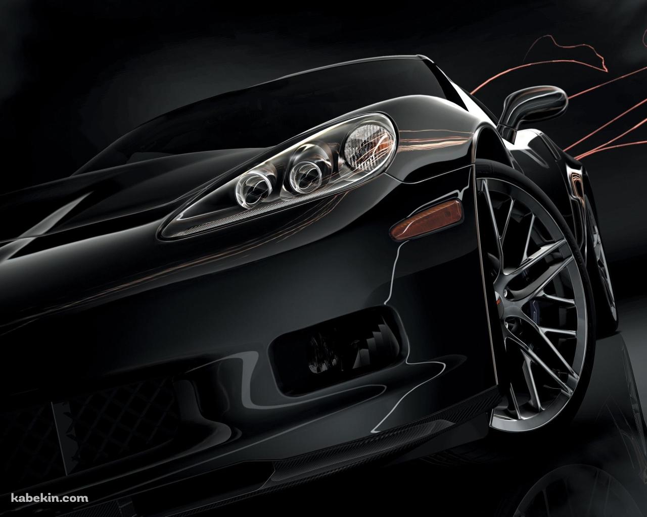 かっこいい黒い車 正面の壁紙(1280px x 1024px) 高画質 PC・デスクトップ用