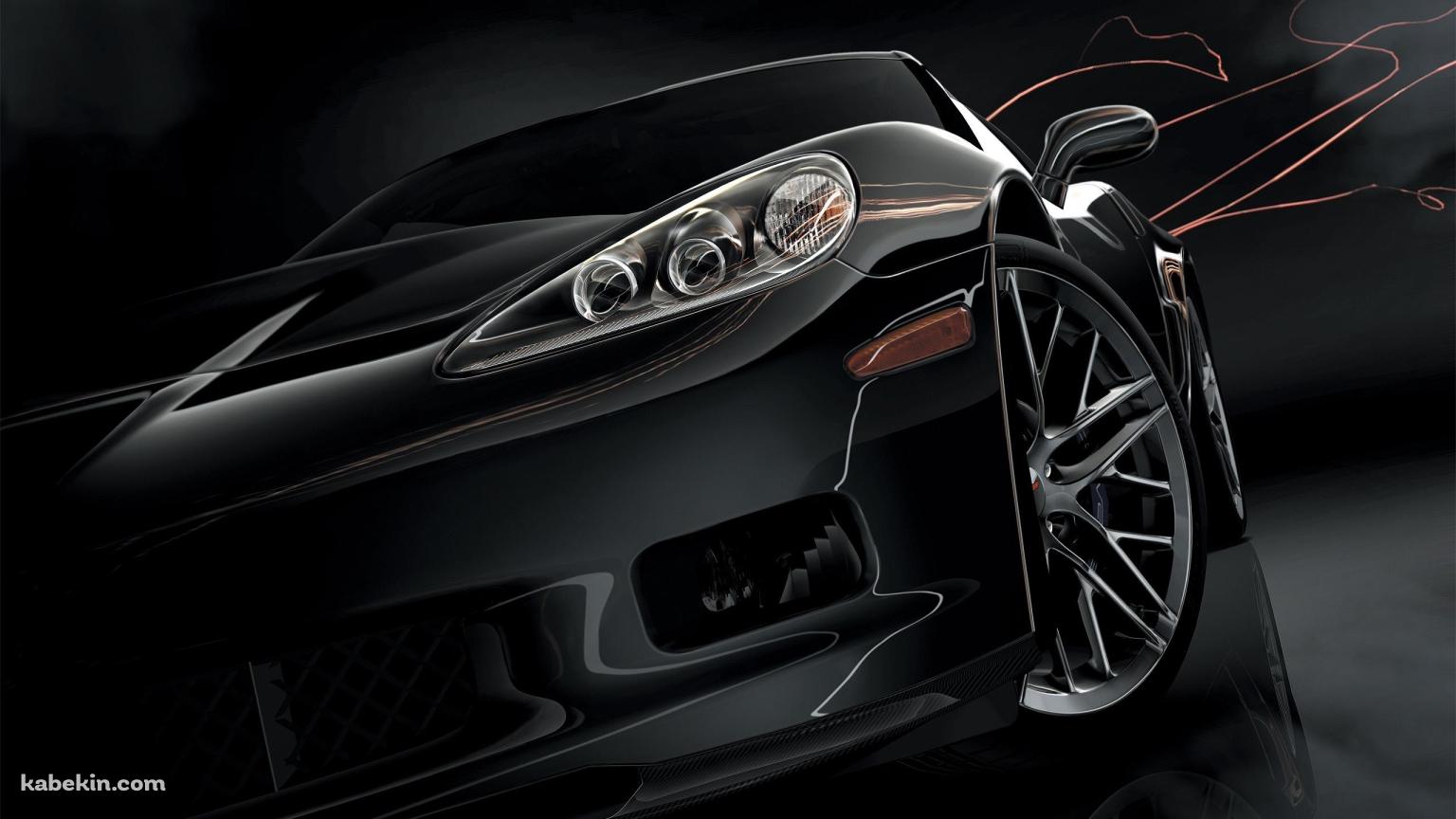 かっこいい黒い車 正面の壁紙(1536px x 864px) 高画質 PC・デスクトップ用