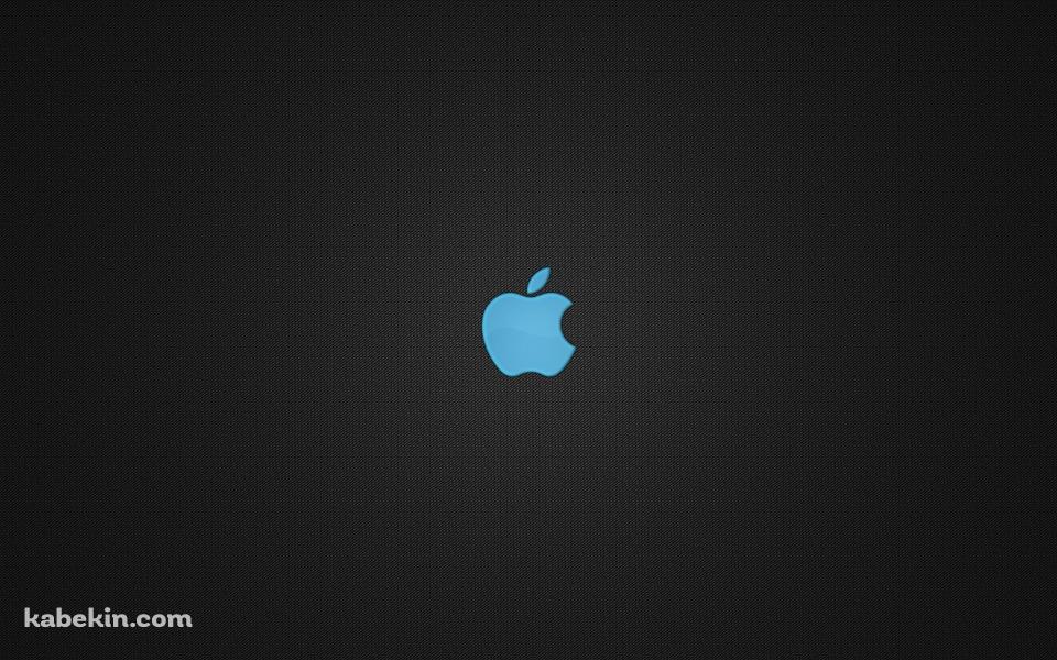 ザラついた黒 水色のアップルのロゴの壁紙(960px x 600px) 高画質 PC・デスクトップ用
