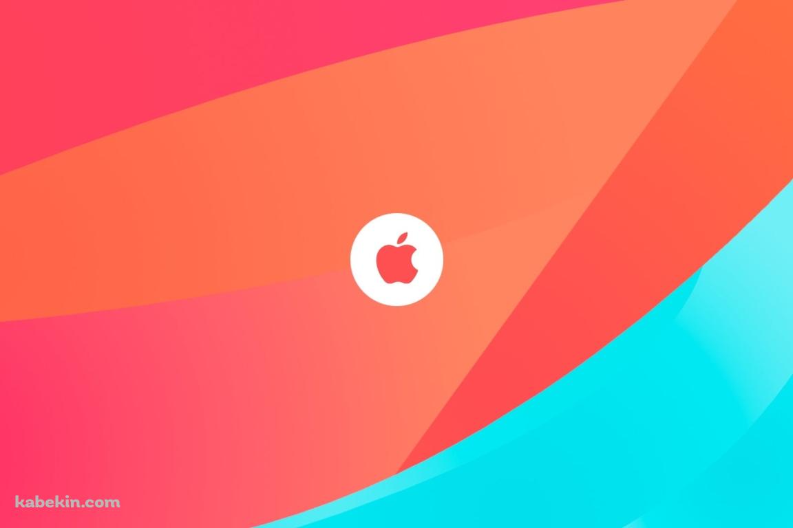 淡いピンク・水色 Apple ロゴの壁紙(1152px x 768px) 高画質 PC・デスクトップ用