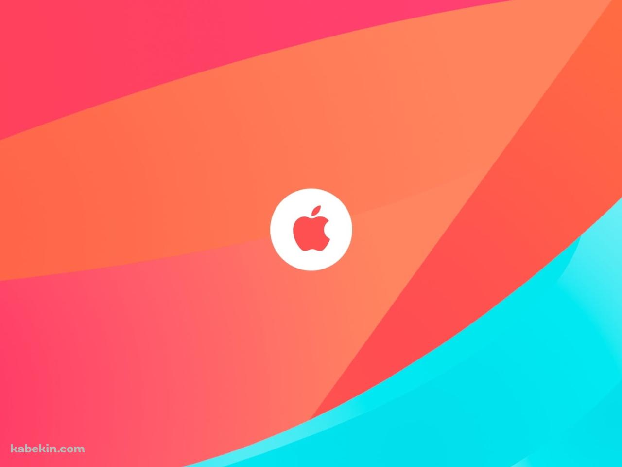 淡いピンク・水色 Apple ロゴの壁紙(1280px x 960px) 高画質 PC・デスクトップ用