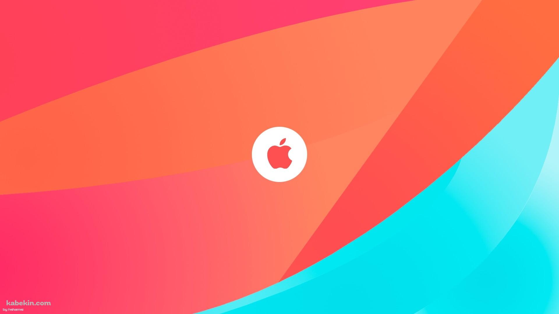 淡いピンク・水色 Apple ロゴの壁紙(1920px x 1080px) 高画質 PC・デスクトップ用