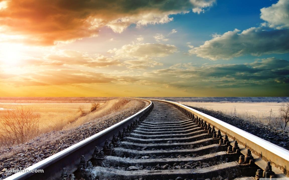 左に曲がる線路の壁紙(1152px x 720px) 高画質 PC・デスクトップ用