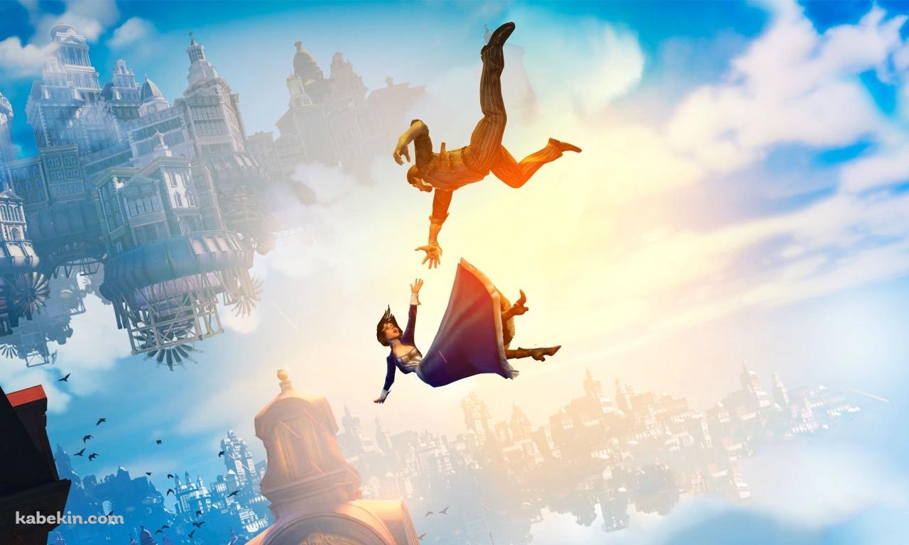 空から落ちる二人の壁紙(1280px x 768px) 高画質 PC・デスクトップ用