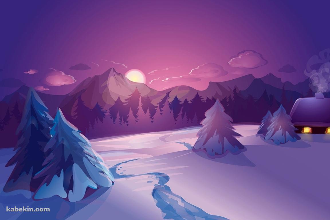 雪山 雪小屋 綺麗 雪景色の壁紙(1152px x 768px) 高画質 PC・デスクトップ用