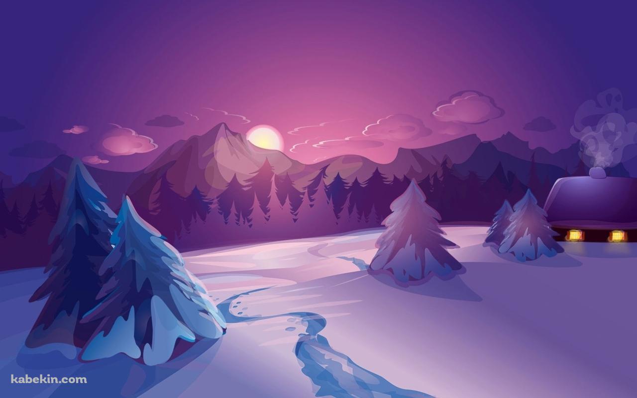 雪山 雪小屋 綺麗 雪景色の壁紙(1280px x 800px) 高画質 PC・デスクトップ用