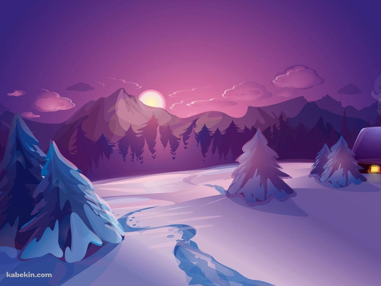 雪山 雪小屋 綺麗 雪景色の壁紙(1280px x 960px) 高画質 PC・デスクトップ用