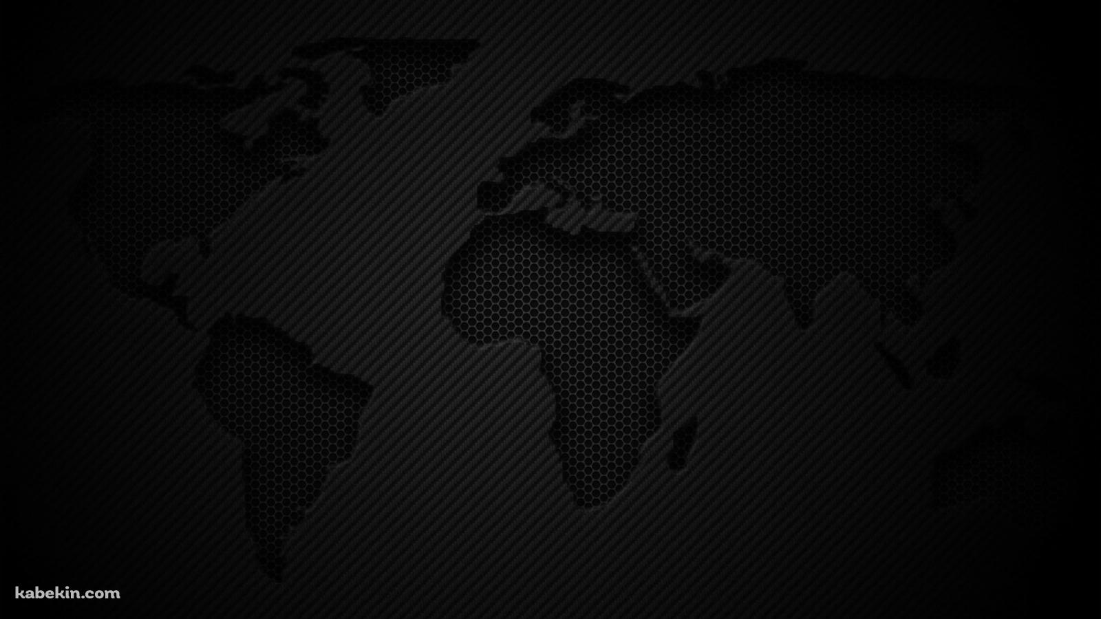 黒の世界地図の壁紙(1600px x 900px) 高画質 PC・デスクトップ用