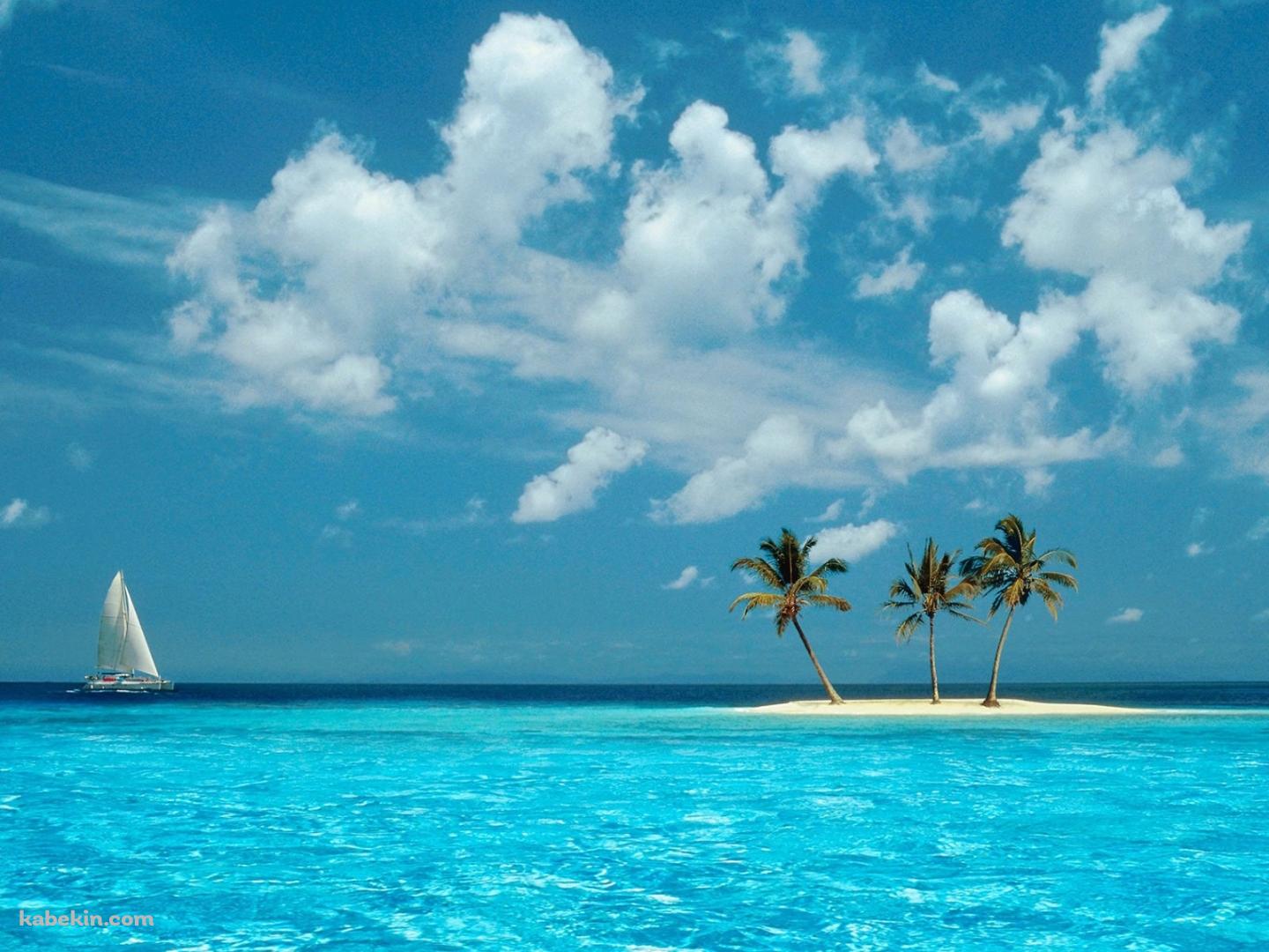 windows xp 綺麗なビーチとヨットと椰子の木の壁紙(1440px x 1080px) 高画質 PC・デスクトップ用