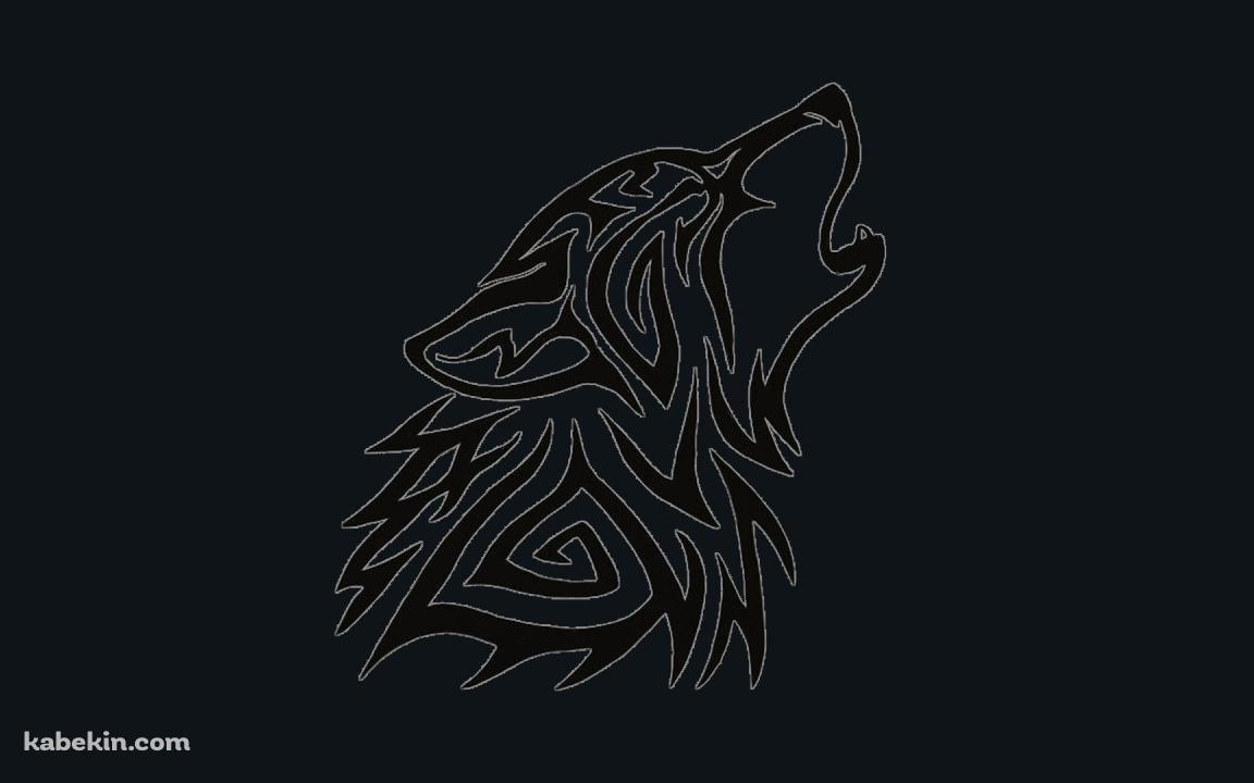 遠吠えする狼のイラストの壁紙(1152px x 720px) 高画質 PC・デスクトップ用