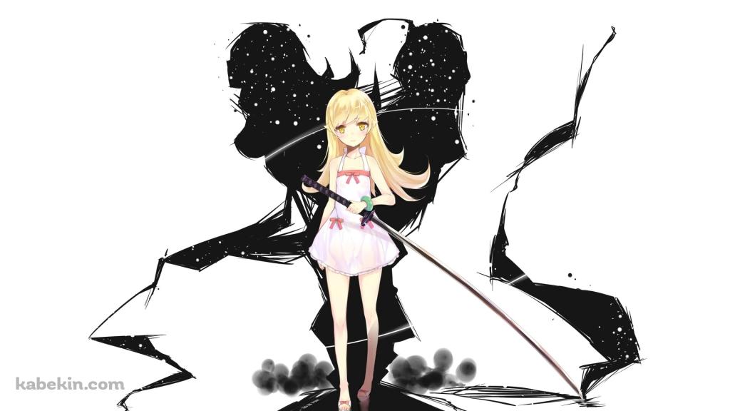 化物語 忍野忍　白黒の壁紙(1024px x 576px) 高画質 PC・デスクトップ用