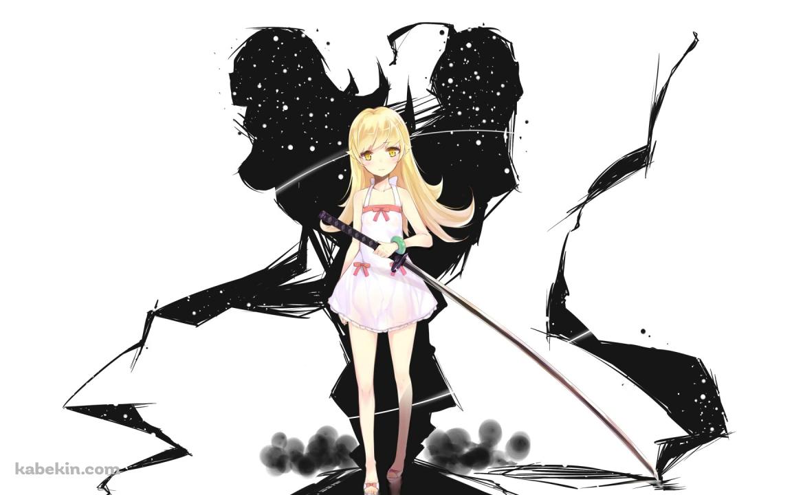 化物語 忍野忍　白黒の壁紙(1152px x 720px) 高画質 PC・デスクトップ用