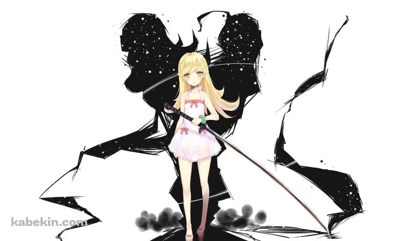 化物語 忍野忍　白黒の壁紙(800px x 480px) 高画質 PC・デスクトップ用