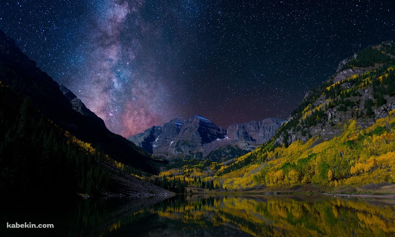 ノルウェー 絶景 満天の星空の壁紙(1280px x 768px) 高画質 PC・デスクトップ用