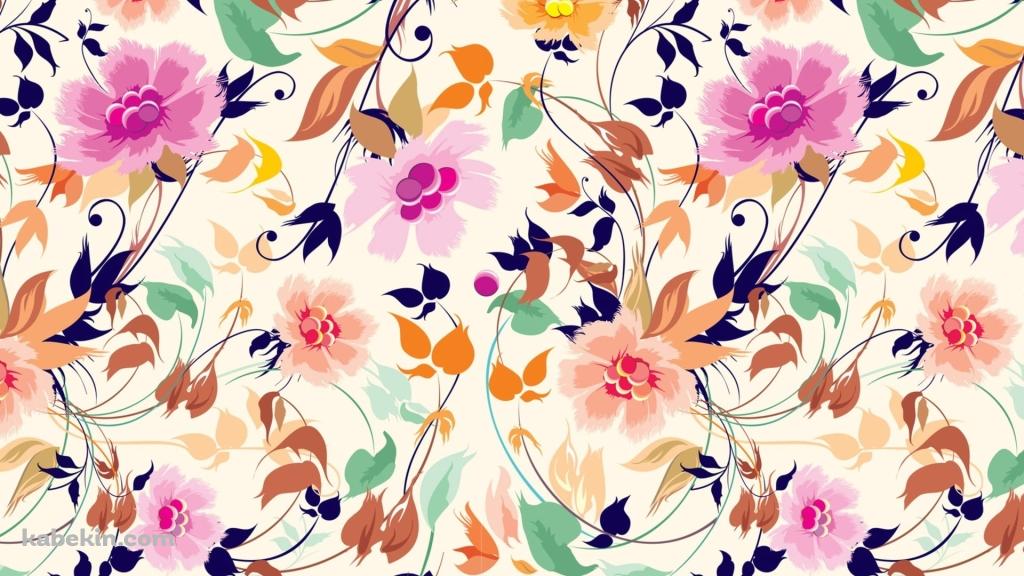 ガーリー 花 ベージュ イラストの壁紙(1024px x 576px) 高画質 PC・デスクトップ用