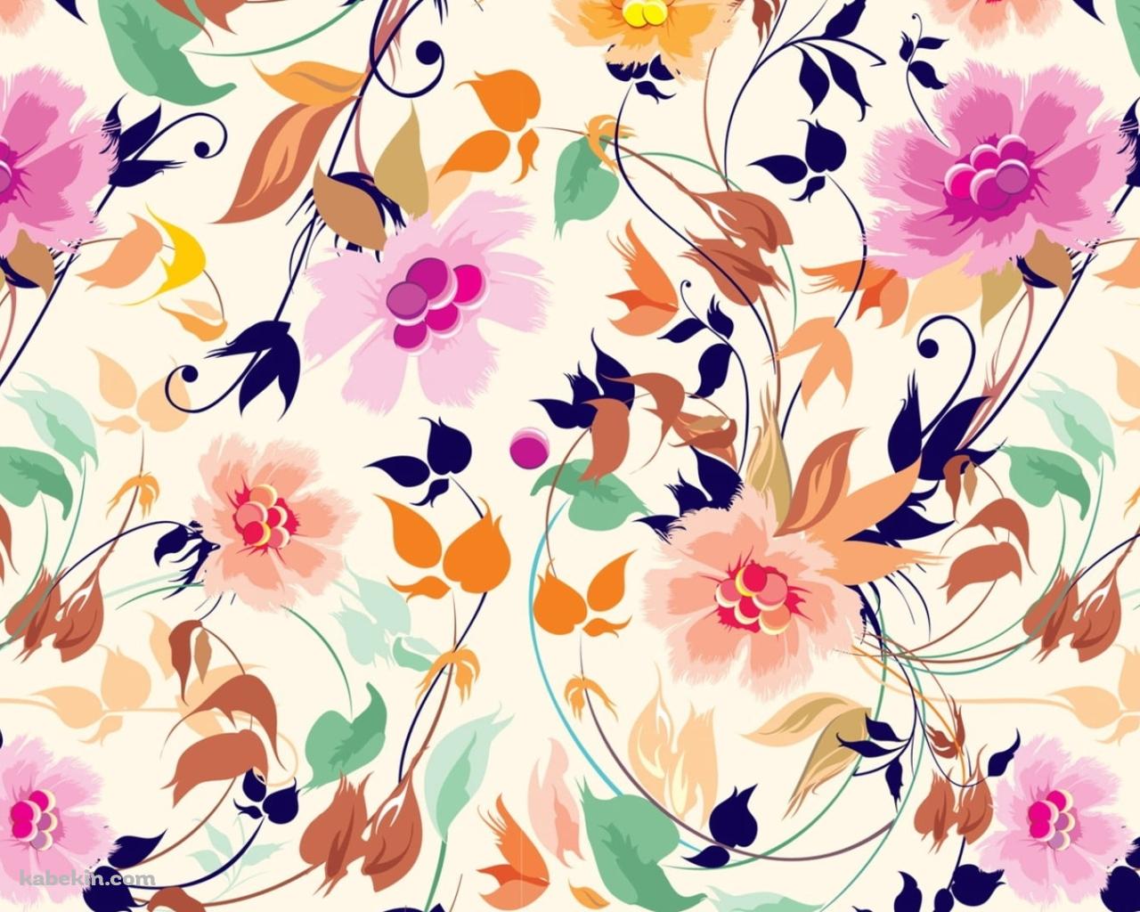 ガーリー 花 ベージュ イラストの壁紙(1280px x 1024px) 高画質 PC・デスクトップ用