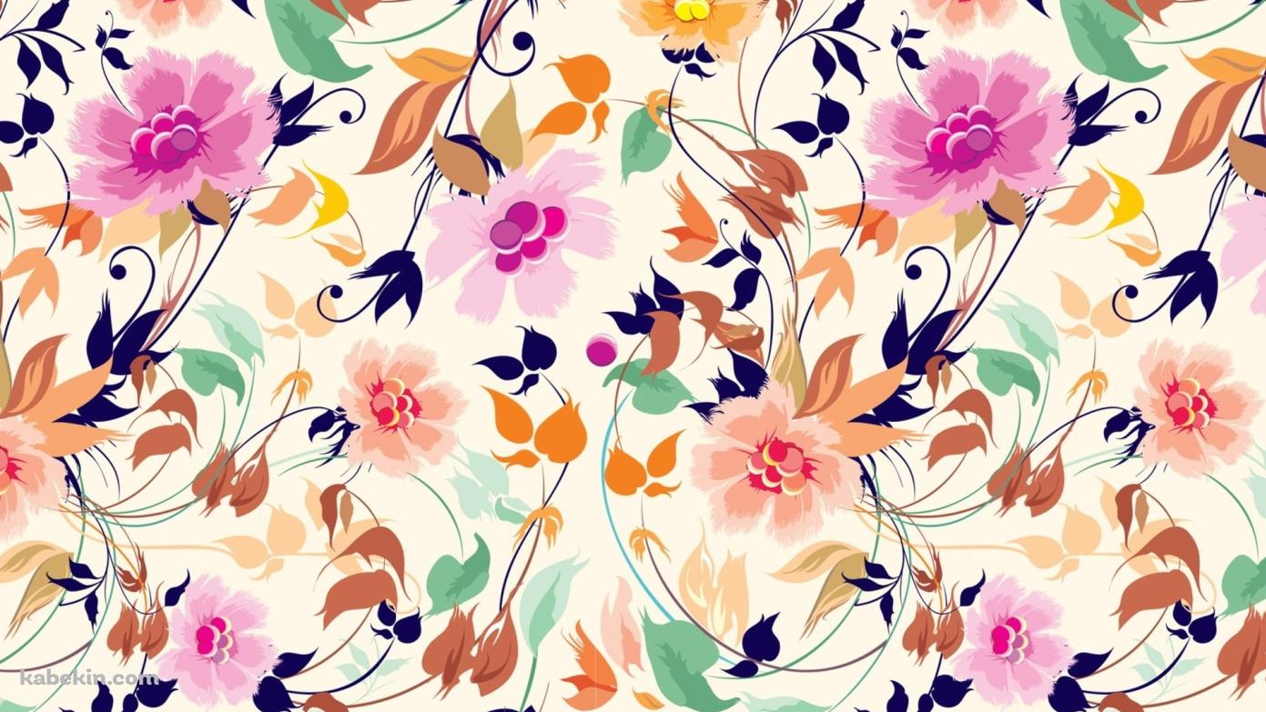 ガーリー 花 ベージュ イラストの壁紙(1391px x 783px) 高画質 PC・デスクトップ用