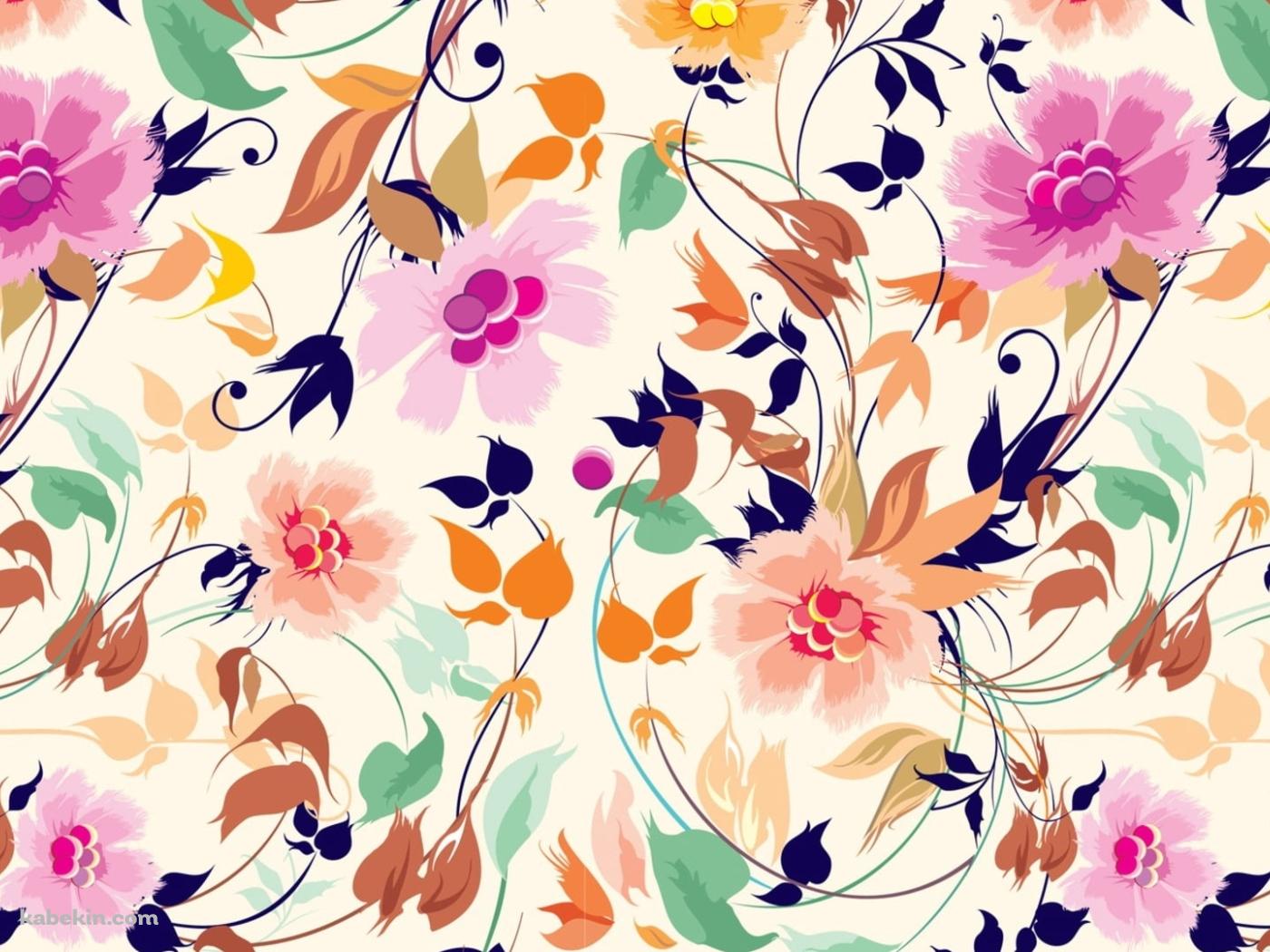 ガーリー 花 ベージュ イラストの壁紙(1400px x 1050px) 高画質 PC・デスクトップ用