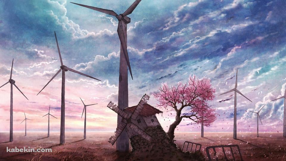 荒野の風車の壁紙(960px x 540px) 高画質 PC・デスクトップ用