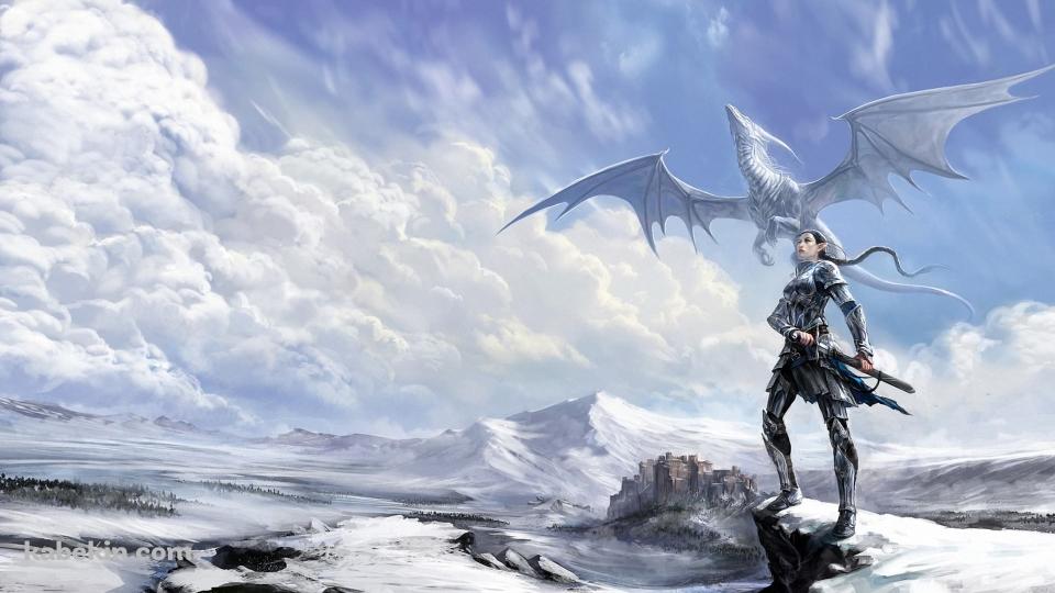 エルフの戦士と翼竜の壁紙(960px x 540px) 高画質 PC・デスクトップ用