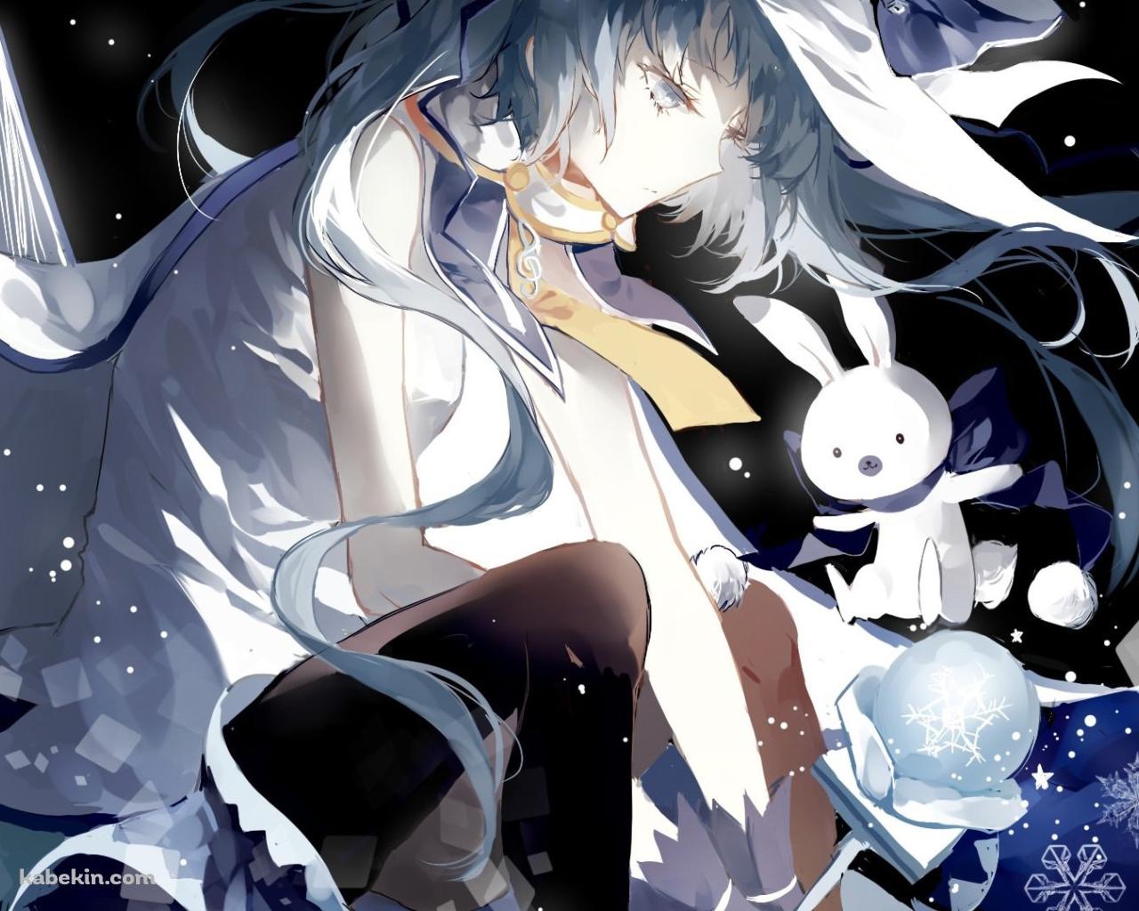 初音ミクと兎のぬいぐるみの壁紙(1280px x 1024px) 高画質 PC・デスクトップ用