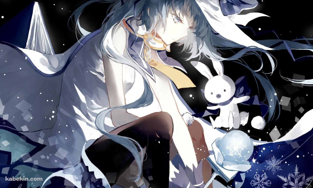 初音ミクと兎のぬいぐるみの壁紙(1280px x 768px) 高画質 PC・デスクトップ用
