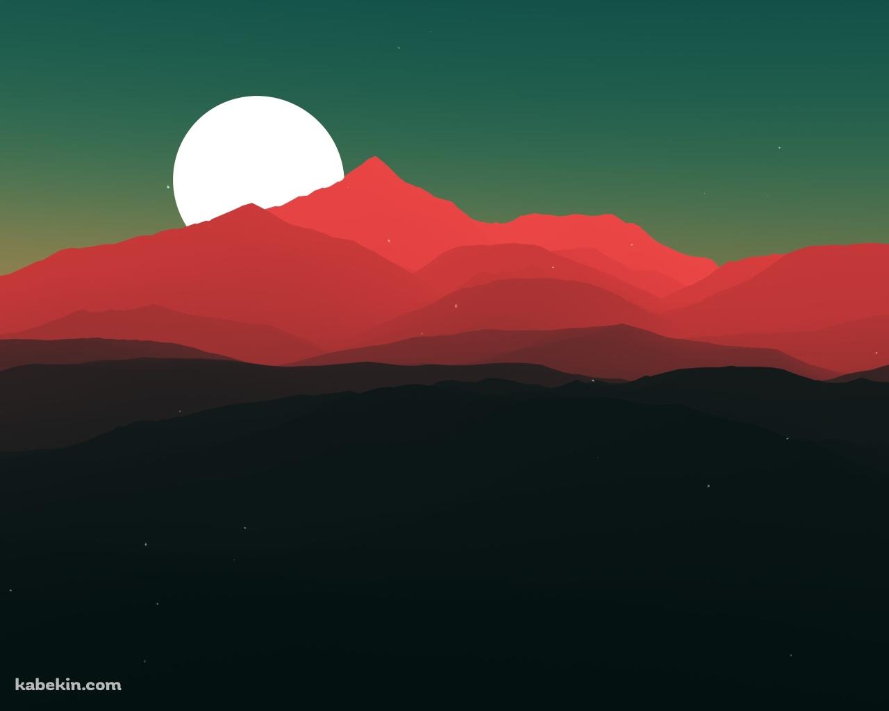 満月と赤い山の壁紙(1280px x 1024px) 高画質 PC・デスクトップ用