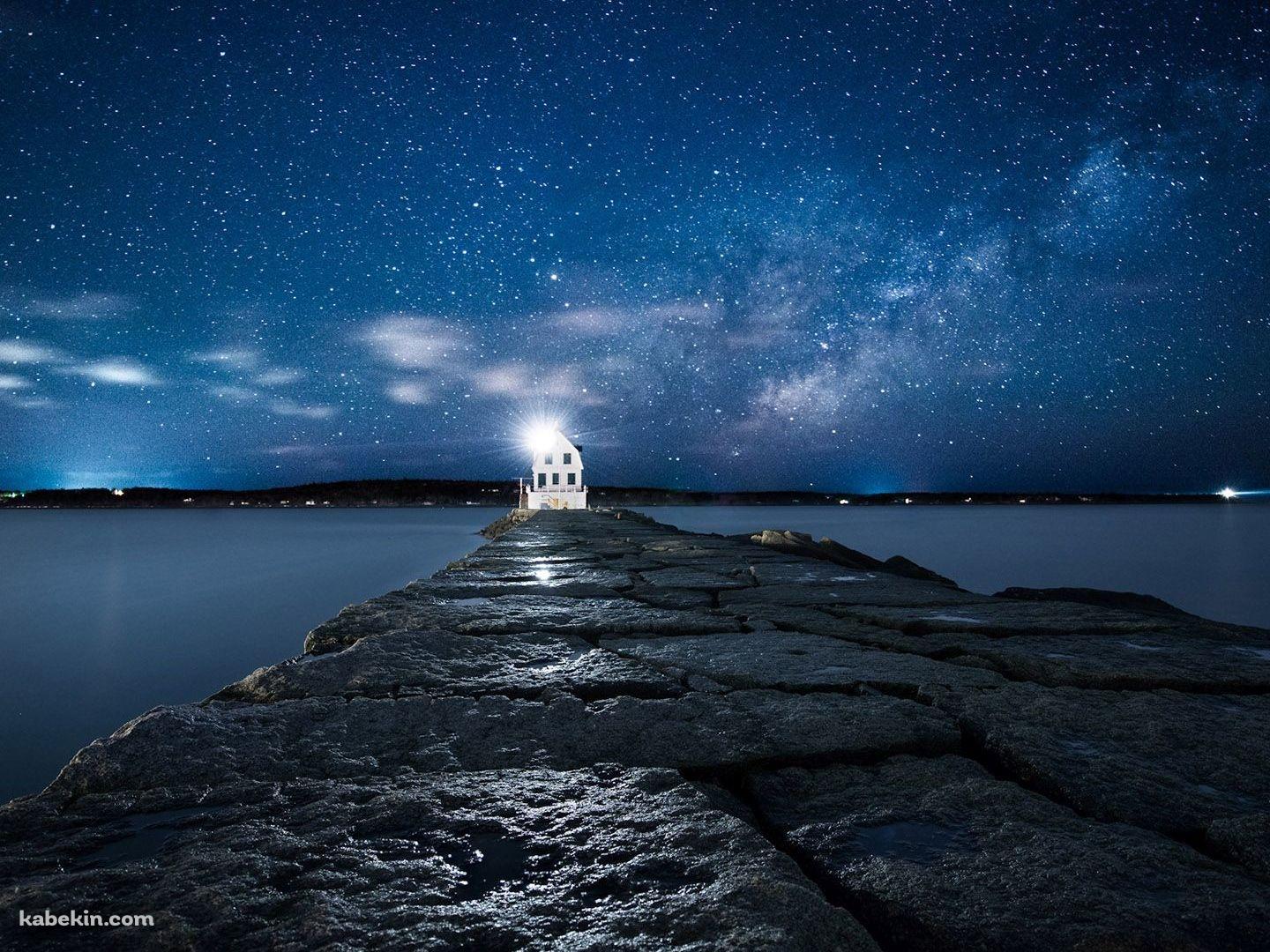 石 桟橋 星空 海の壁紙(1440px x 1080px) 高画質 PC・デスクトップ用