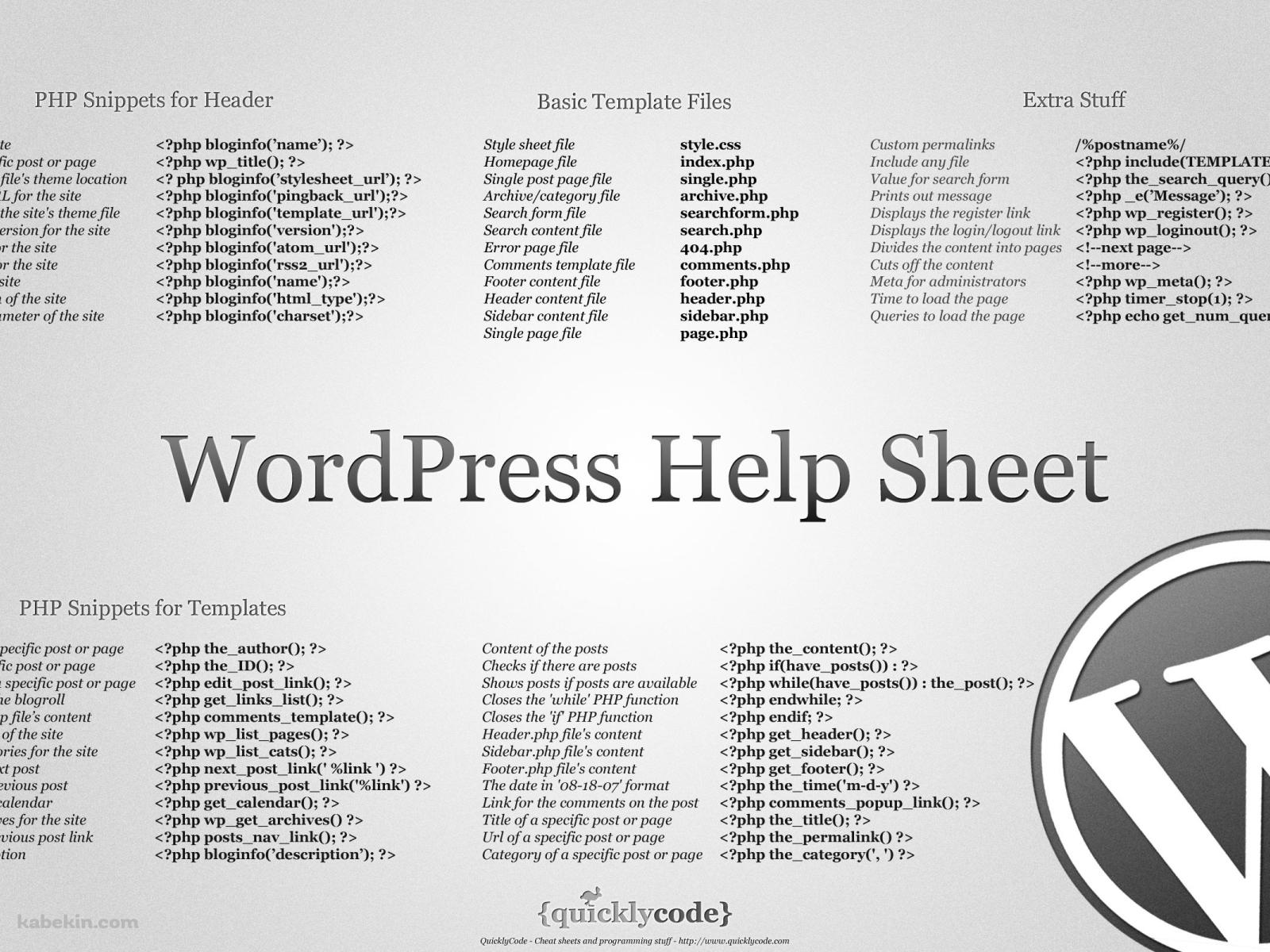 WordPress ヘルプシートの壁紙(1600px x 1200px) 高画質 PC・デスクトップ用