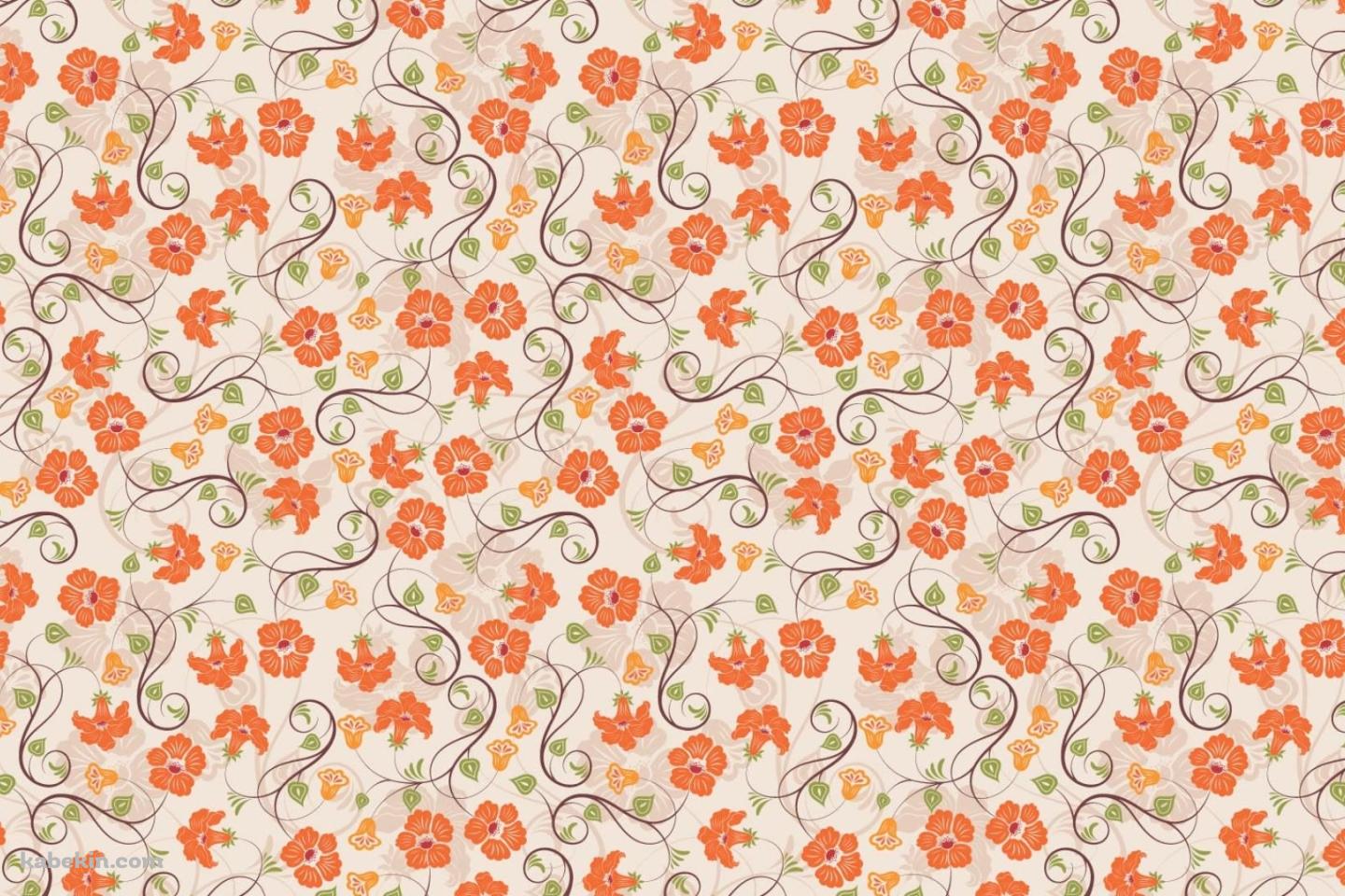 オレンジの花のパターンの壁紙(1440px x 960px) 高画質 PC・デスクトップ用
