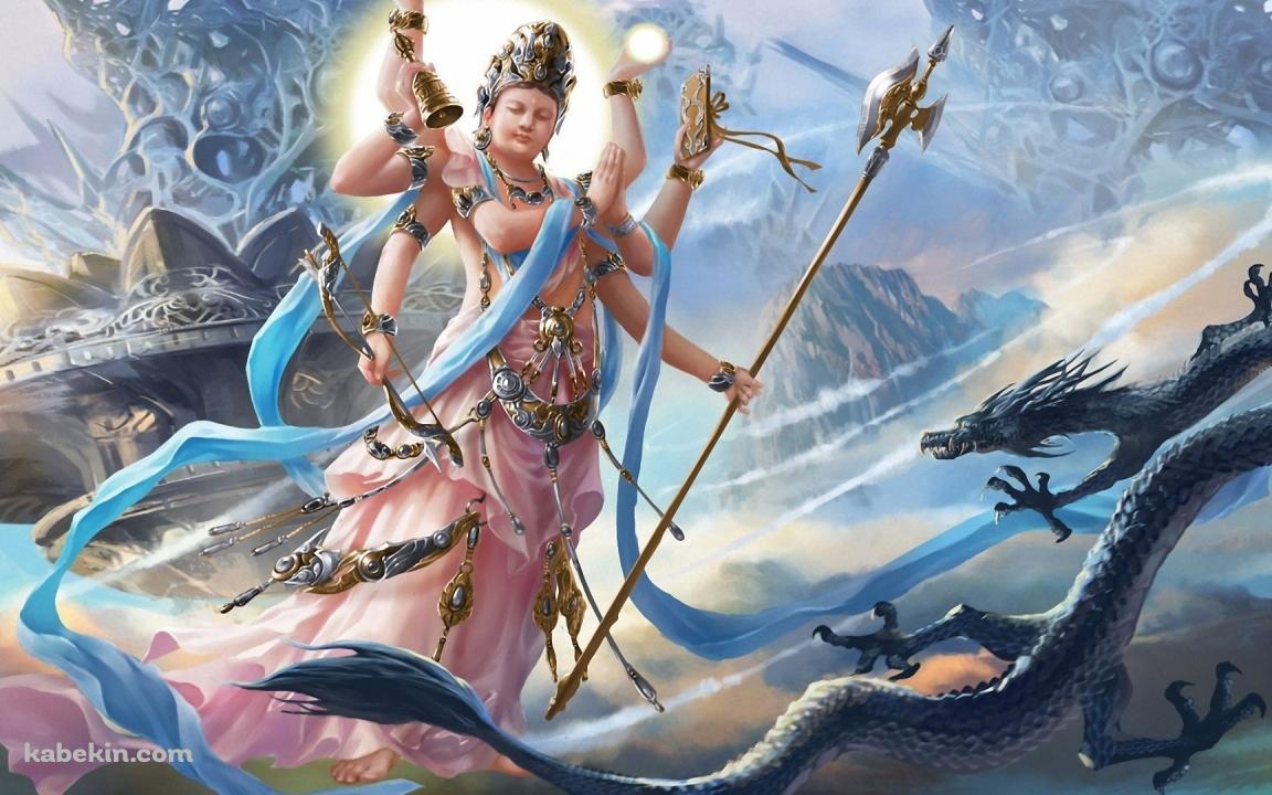 ヴィシュヌ神とドラゴンの壁紙(1152px x 720px) 高画質 PC・デスクトップ用