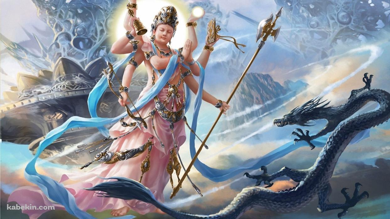 ヴィシュヌ神とドラゴンの壁紙(1242px x 698px) 高画質 PC・デスクトップ用