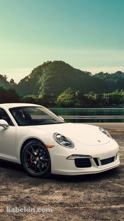 白いポルシェと湖の壁紙(412px x 732px) 高画質 PC・デスクトップ用