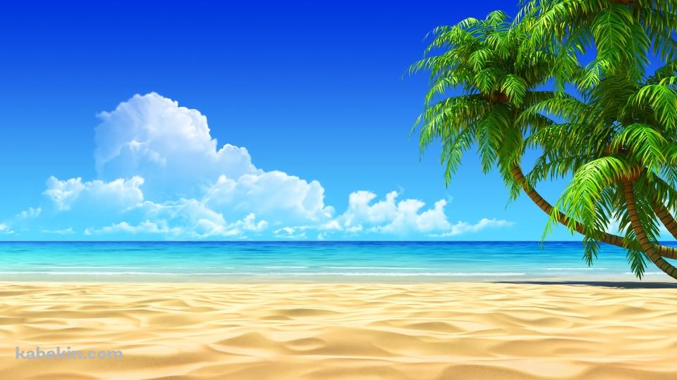 夏 SUMMER ビーチ 椰子の木 青空の壁紙(960px x 540px) 高画質 PC・デスクトップ用