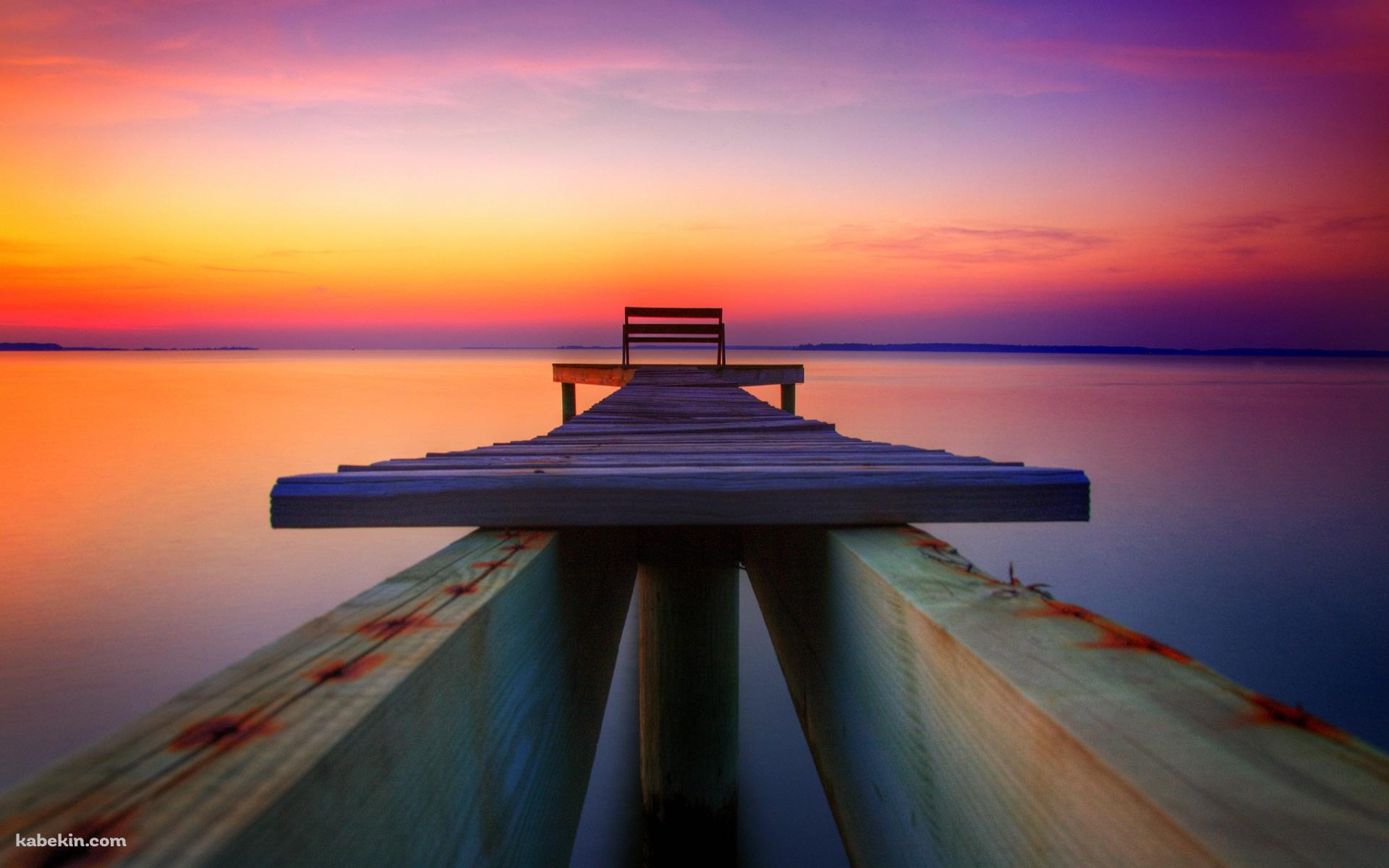 夕日 桟橋の壁紙(1920px x 1200px) 高画質 PC・デスクトップ用