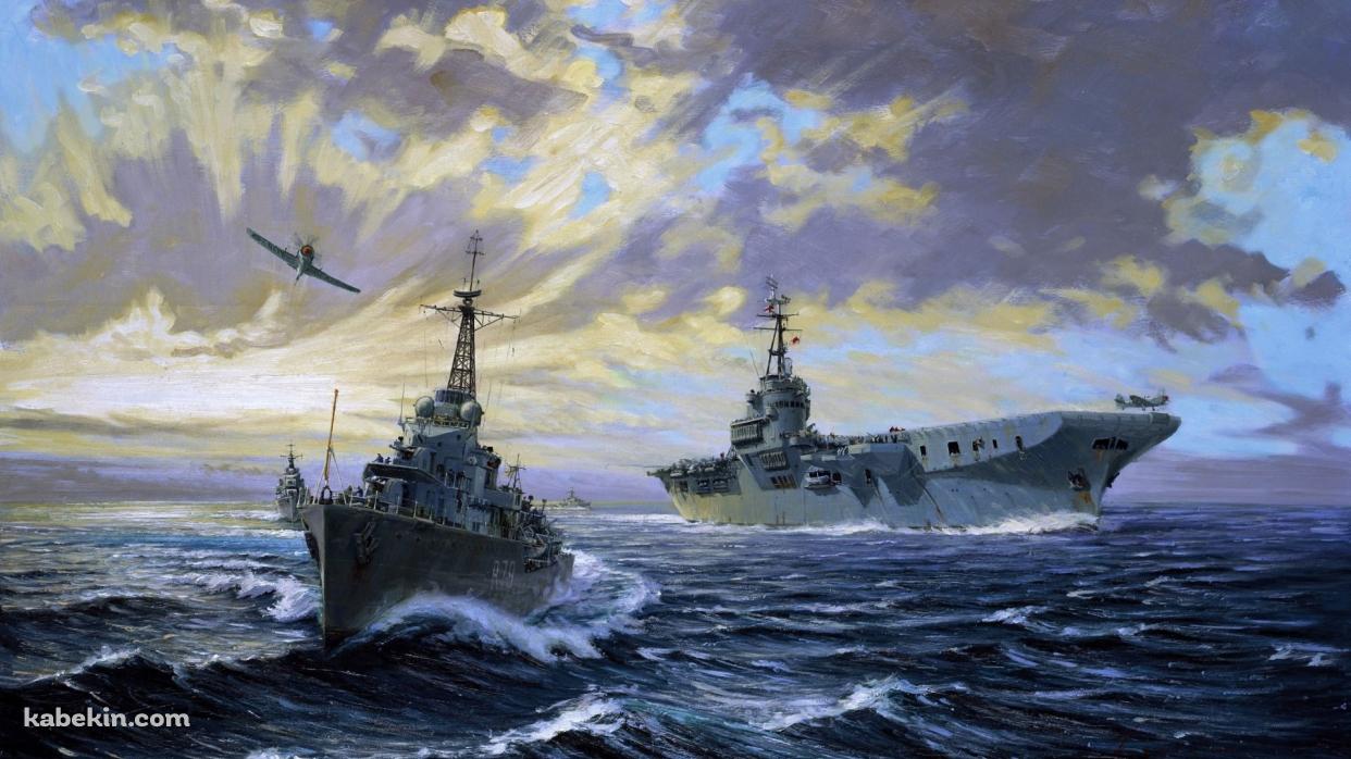 海上戦 船 戦闘機の壁紙(1242px x 698px) 高画質 PC・デスクトップ用