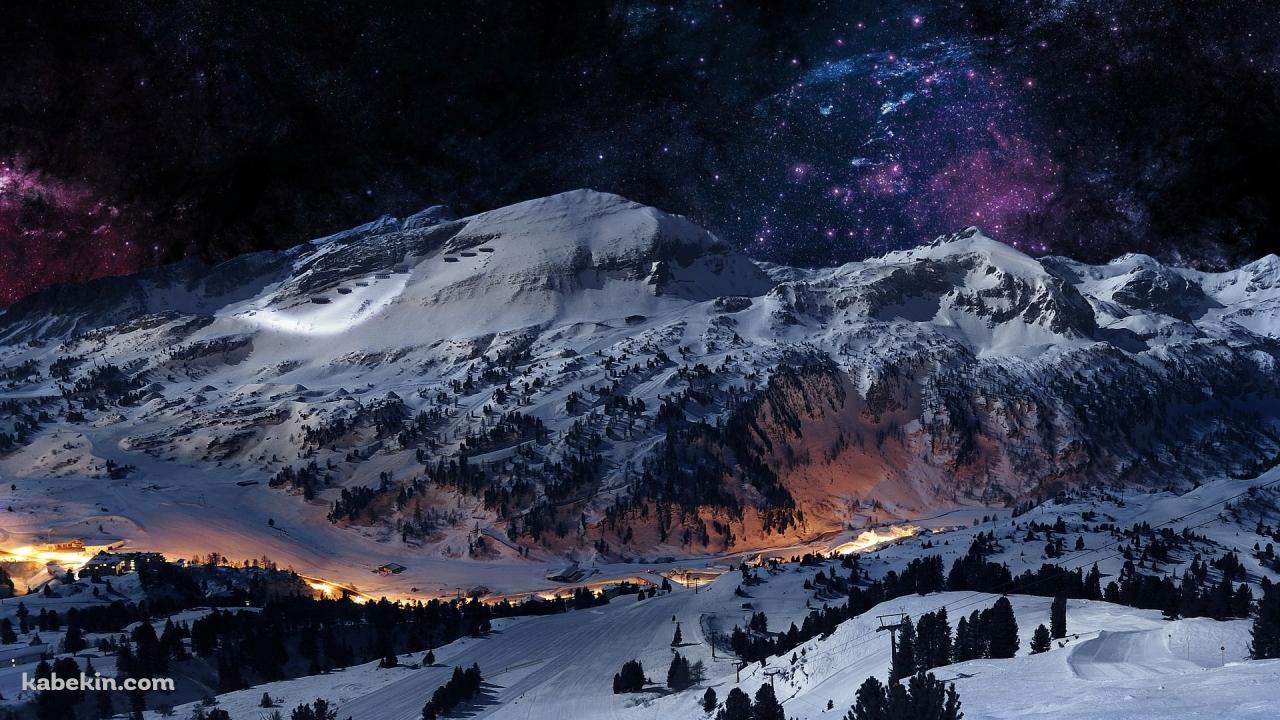 星空と白い山々の壁紙(1280px x 720px) 高画質 PC・デスクトップ用