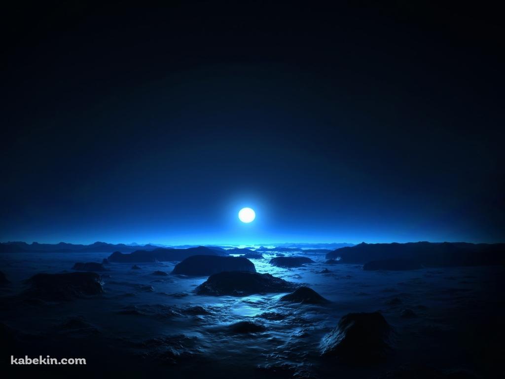 海と月光の壁紙(1024px x 768px) 高画質 PC・デスクトップ用
