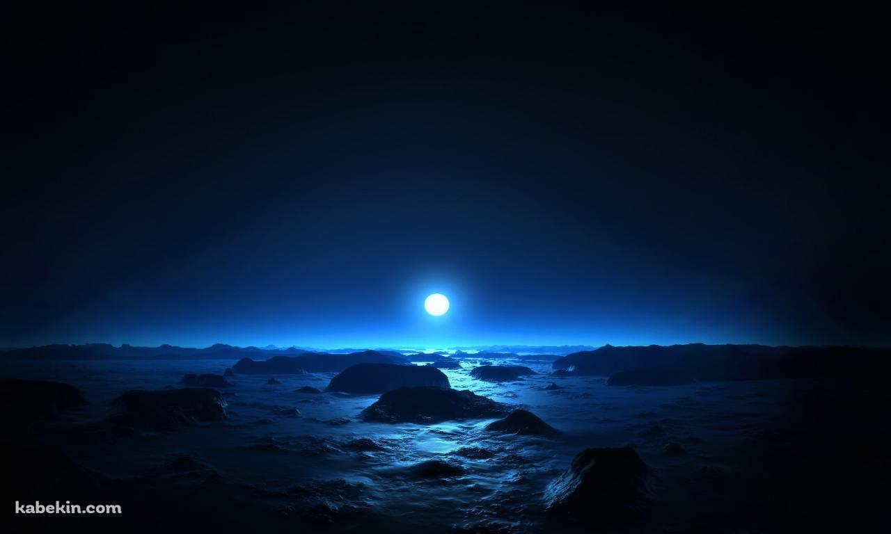 海と月光の壁紙(1280px x 768px) 高画質 PC・デスクトップ用